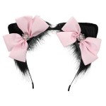 Aplikatsioonid, kaunistused, kleebised, Fox Wolf Cat Ears peapael vibudega, Palus Fox Wolf Ears juukser&otilde;ngas Animal Anime uhke kleidi peakate, must roosa