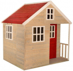 Puidust laste m&auml;ngumaja, Wendi Toys M13R Nordic Villa, punane, 120x155x168 cm