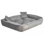 Lemmiklooma voodi KingDog Velvet, hall, erinevad suurused, 100x75 cm