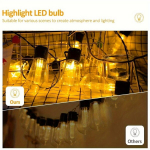 P&auml;ikeseenergial LED Pirn Kett: 30/20/10 LED V&auml;lisvalgustus S14 Edison Pirnid., 425 cm / 167,32 colio 10 &scaron;viesos diodų