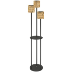 P&auml;ikesepatareiga seisulamp Rotangist P&auml;ikeselambid valgusanduriga 3 lambiga Boho stiilis IP44 &Oslash;37 x 144K cm, Geltona