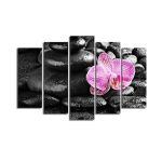 Viieosaline reproduktsioon Orhidee ja kivikesed