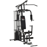 HOMCOM Gym Multigym j&otilde;usaal koos raskustega, lat pull-down & leg curl, metall & PU kunstnahk, must