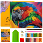 Teemantmosaiik Oh Art! Mitmev&auml;rviline papagoi, 30x40 cm