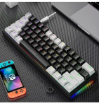 K620 Mini valgustatud RGB Game mehaaniline klaviatuur DIY kohandatav - valge must 1, sinine l&uuml;liti