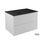 Seinale kinnitatav vannitoakapp kraanikausiga Besco Akya Linea, 66 cm, valge/hall