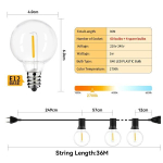 G40 LED -i v&auml;livalgustid - 36m (118 jalga), EL -pistik