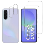Kaitsekattega Karastatud Klaas Samsung Galaxy A36 5G jaoks ja Kaamera Kaitsja [Pakett 2] Phonillico&reg; Klaasikaitse Filtter