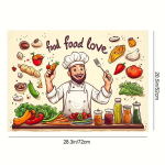 UJoli kokkade ja toidu illustratsioon pliidikaitse matt, 71,88 cm x 52,07 cm libisemiskindel kuumakindel kumm.