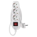 Voolu pikendusjuhe 1,5 m, 3 x 1,5 mm&sup2; 3 pistikupesa + l&uuml;liti valge