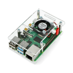 Raspberry Pi 4B/3B+/3B/2B korpus, avatav, ventilaatoriga - l&auml;bipaistev