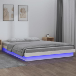 vidaXL LED-voodiraam, valge, 160 x 200 cm, puit