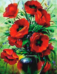 Teemantmosaiigi komplekt 40x50 cm. "Poppies Bouquet"