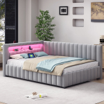 Pehmete voodi diivan, 140x200 cm, LED ja USB-ga, 1 tk