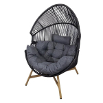 Besk Aia tool 9137864, 100cm, 98cm, 142cm, must/hall v&auml;rv, rattan, metallraam, 1 iste, 1 padja