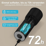 Juhtmeta LED-seinavalgusti suumiga, aku 6000 mAh, must