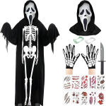 Laste Halloweeni luukerekost&uuml;&uuml;m maskiga, must, 90 cm