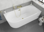 Mexen Silo vaba seisev nurgavann parempoolne rihveldatud 170 x 80 cm, valge, &uuml;levool kuldne - 52891708000P-50