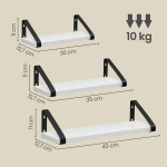 Seinariiulite komplekt 12x30x11 cm 12x35x11 cm 12x40x11 cm Valge Puit