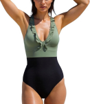 &Uuml;het&uuml;kiline salendav Push-Up ujumistrikoo roheline XXL, XXL