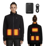Soojendusega fliisjakk VEVOR, must, 16000mAh akupank, 6 k&uuml;ttepiirkonda, suurus XXL