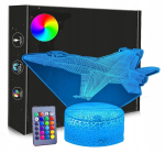 Led lambiga lennuk 3d Usb puldiga, 7 v&auml;rvi