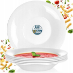 S&uuml;gavad klaasist s&ouml;&ouml;gitaldrikud, valged, 21,5 cm, 400 ml, 6 tk., 21,5 cm