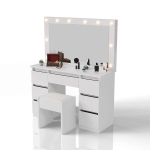Peegellaud Lilia LED-valgustusega ja taburet Melly 108x41x140 cm valge