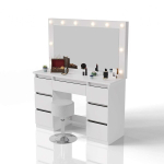 Peegelilaud Lilia LED-valgustusega ja taburet Tonia 108x41x140 cm valge