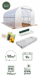 Aiatunneli kasvuhoone Garden Rosa, 4x2,5 m, 10 m&sup2;, UV-4 kaitse, 9 akent, valge kile