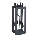 Komplektis 4 kaminat&ouml;&ouml;riista ja alus 60x22,5x16cm., tumehall/must