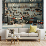Retro Lennukit&ouml;&ouml;koja Taustakangas Pickify, 179.83cm X 229.87cm