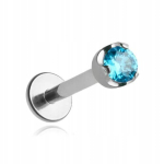 Titaanist labret-k&otilde;rvar&otilde;ngas sinise tsirkooniga 1,2/6/2,5 mm