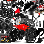 Bensiinimootoriga kultivaator VENOM TP85-196, Loncin 196 cm&sup3;, 4-taktiline, 2 k&auml;iku, 85 cm, adraga ja tarvikutega