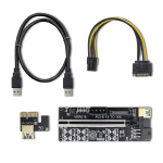 Qoltec Riser PCI-E 1x &ndash; 16x | USB 3.0 | versioon 018 | SATA/PCI-E 6-pin