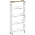 Serveerimisk&auml;ru ratastel, 4 riiulit, 45 x 15 x 91 cm, pruun