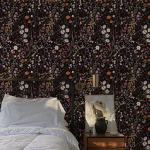 Isekleepuv tapeet lilledega Vintage must 44x1200 cm