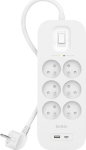 Belkin Surgeplus pikendusjuhe 6 Ac, Usb-c, Usb-a, 650j kaitsega