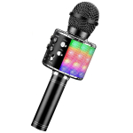 Bluetooth mikrofon tulega, must, juhtmevaba karaoke