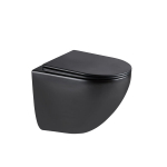 Seina-WC 093E, 49 &times; 36 cm, mattmust, Tornado Flush, Slim Soft Close, suletud alaosaga