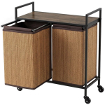 Pesukorv 2 sektsiooni ja riiuliga, 120 l, ratastega, 73 &times; 33 &times; 78 cm, pruun