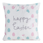 Lihav&otilde;ttepadjakate veluurist 45x45 cm valge-sinine kirjaga Happy Easter