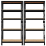 Metallist hoiuriiulite komplekt, 2 tk, 5 reguleeritavat tasandit, 70 &times; 30 &times; 150 cm, must
