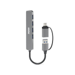Port Connect USB jaotur 900161, 4x USB-A 3.0, 5 Gbps, USB-C/USB-A, alumiiniumkorpus, MacOS, Windows