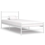 vidaXL voodiraam valge, metall, 90 x 200 cm