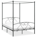 vidaXL baldahhiiniga voodiraam, hall, metall, 160 x 200 cm
