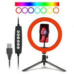 RGB LED ring | RGB LED r&otilde;ngas, r&otilde;ngaslamp, 10 tolli lauaaluse ja telefonihoidikuga