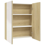 vidaXL vannitoa peegelkapp, 60 x 15 x 75 cm, MDF, valge ja tamm