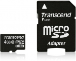 Telefoni m&auml;lukaart Transcend 4GB microSDHC + Adapter