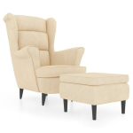 Tugitool jalapingiga vidaXL, kreemjas, samet